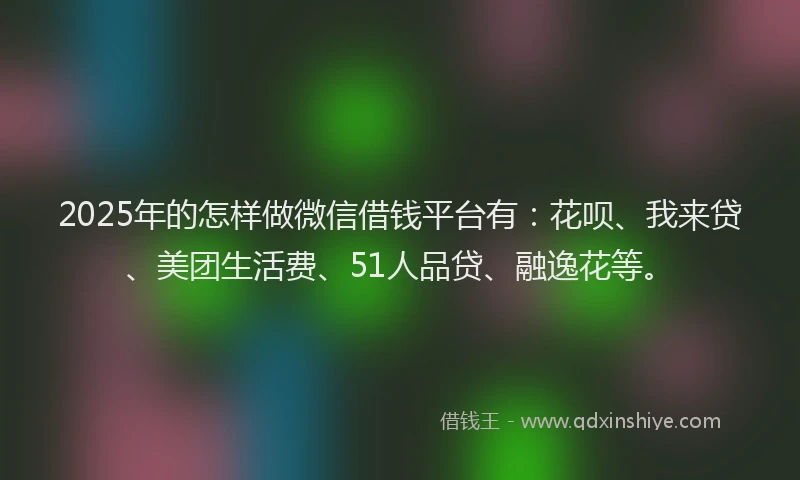 2025年的怎样做微信借钱平台有：花呗、我来贷、美团生活费、51人品贷、融逸花等。
