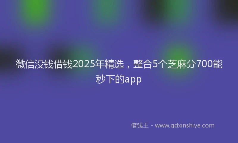 微信没钱借钱2025年精选，整合5个芝麻分700能秒下的app