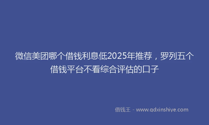 微信美团哪个借钱利息低2025年推荐，罗列五个借钱平台不看综合评估的口子