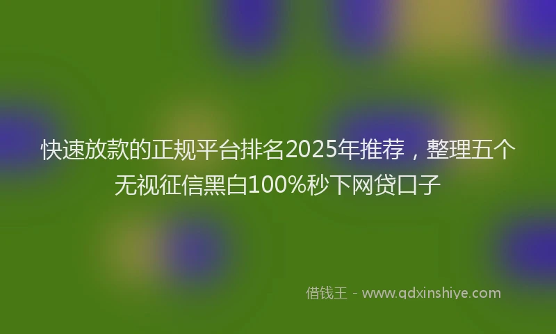 快速放款的正规平台排名2025年推荐，整理五个无视征信黑白100%秒下网贷口子