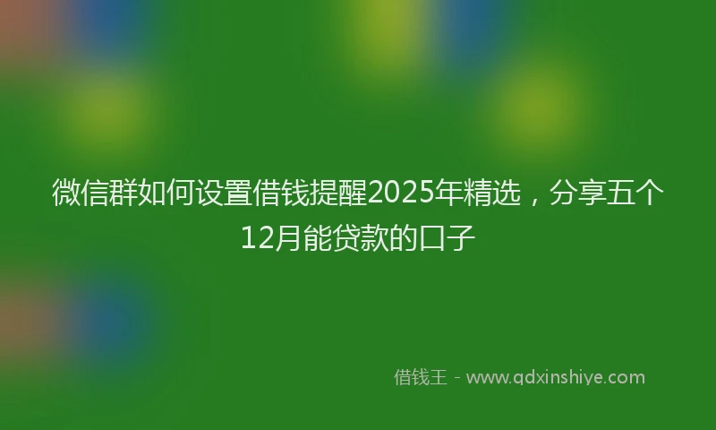 微信群如何设置借钱提醒2025年精选，分享五个12月能贷款的口子
