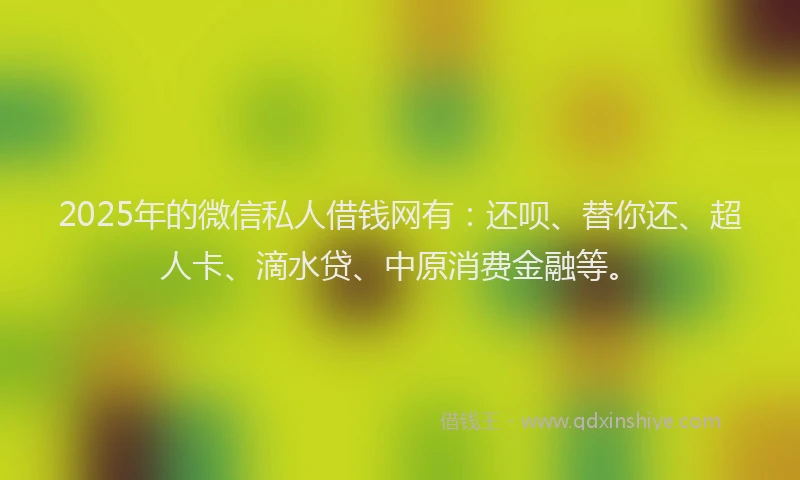 2025年的微信私人借钱网有：还呗、替你还、超人卡、滴水贷、中原消费金融等。