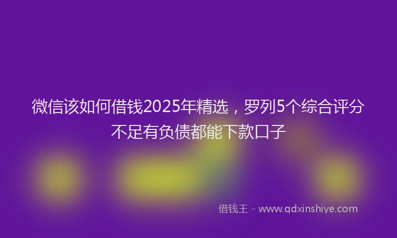 微信该如何借钱2025年精选，罗列5个综合评分不足有负债都能下款口子