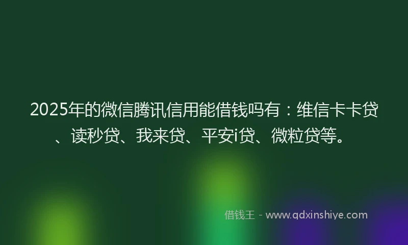 2025年的微信腾讯信用能借钱吗有：维信卡卡贷、读秒贷、我来贷、平安i贷、微粒贷等。