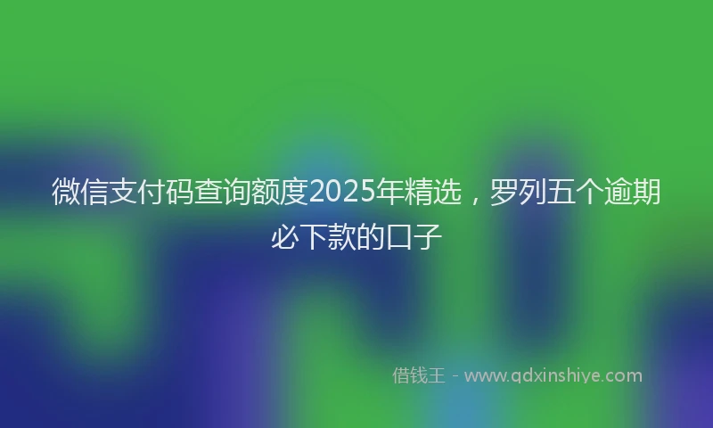微信支付码查询额度2025年精选，罗列五个逾期必下款的口子
