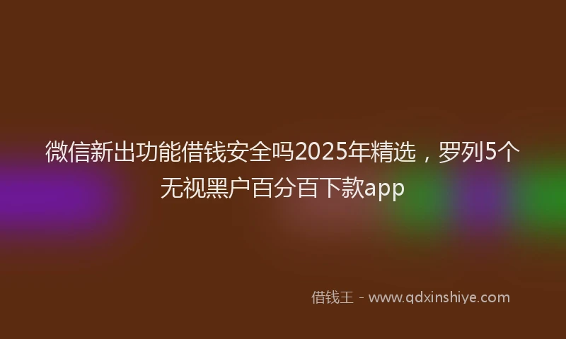 微信新出功能借钱安全吗2025年精选，罗列5个无视黑户百分百下款app