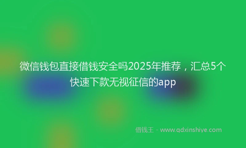 微信钱包直接借钱安全吗2025年推荐，汇总5个快速下款无视征信的app