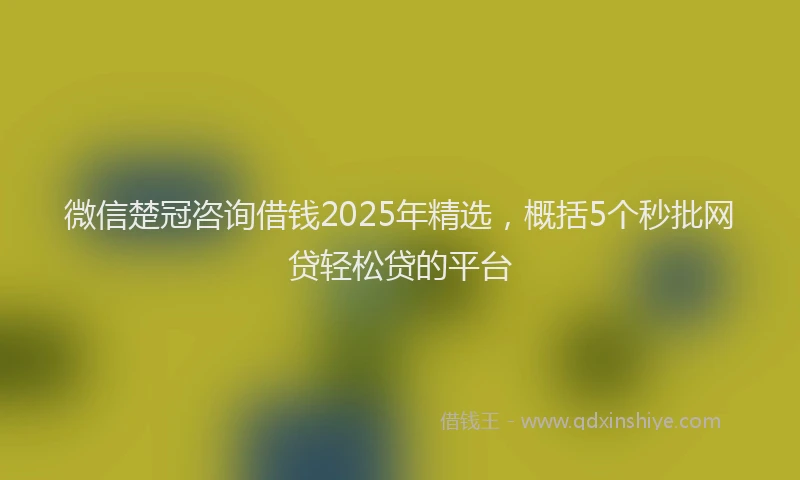 微信楚冠咨询借钱2025年精选，概括5个秒批网贷轻松贷的平台
