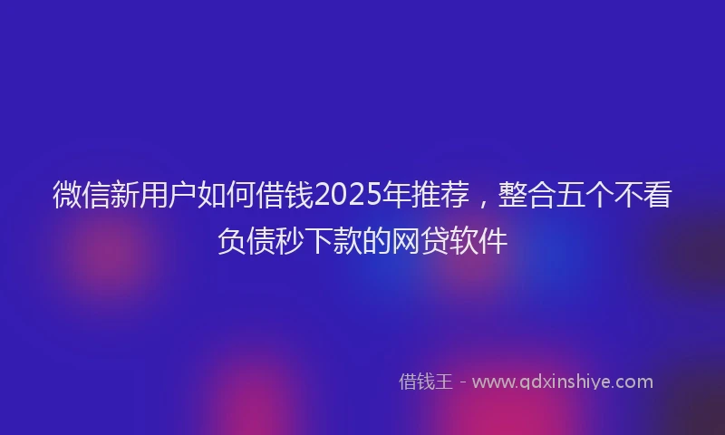 微信新用户如何借钱2025年推荐，整合五个不看负债秒下款的网贷软件