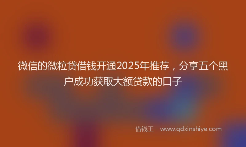 微信的微粒贷借钱开通2025年推荐，分享五个黑户成功获取大额贷款的口子