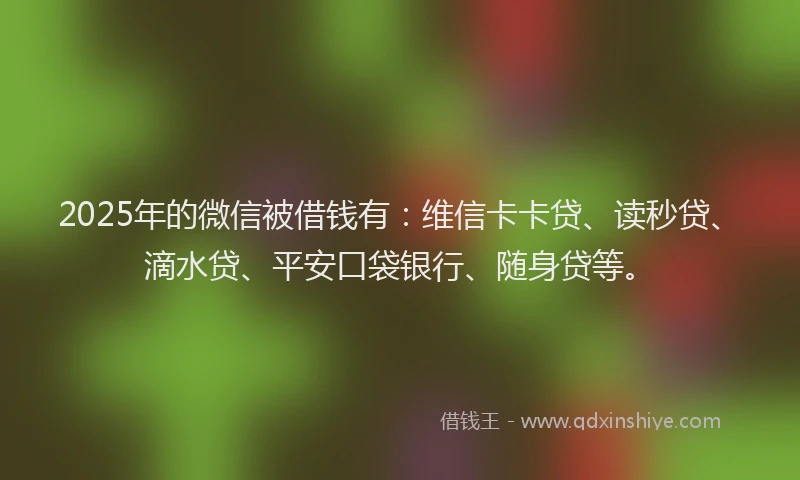 2025年的微信被借钱有：维信卡卡贷、读秒贷、滴水贷、平安口袋银行、随身贷等。