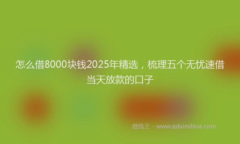 怎么借8000块钱2025年精选，梳理五个无忧速借当天放款的口子