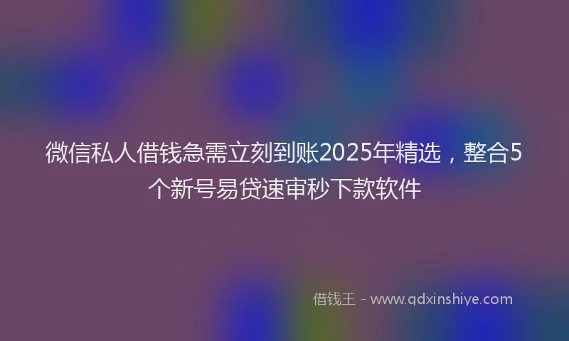 微信私人借钱急需立刻到账2025年精选，整合5个新号易贷速审秒下款软件