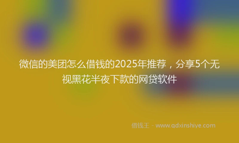 微信的美团怎么借钱的2025年推荐，分享5个无视黑花半夜下款的网贷软件