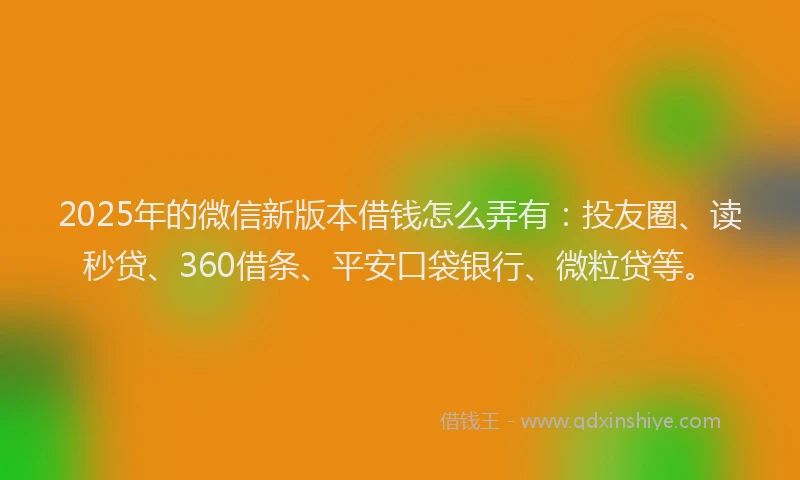 2025年的微信新版本借钱怎么弄有：投友圈、读秒贷、360借条、平安口袋银行、微粒贷等。