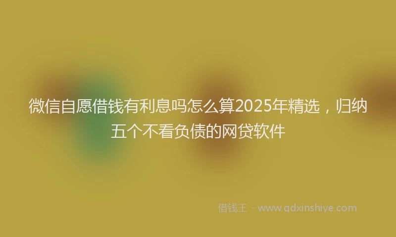 微信自愿借钱有利息吗怎么算2025年精选，归纳五个不看负债的网贷软件