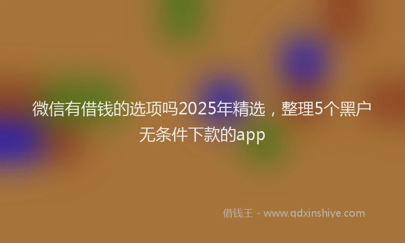 微信有借钱的选项吗2025年精选，整理5个黑户无条件下款的app