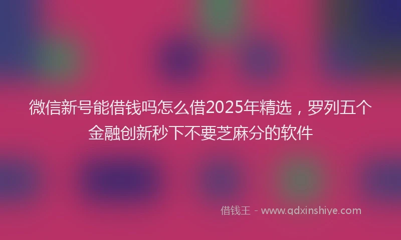 微信新号能借钱吗怎么借2025年精选，罗列五个金融创新秒下不要芝麻分的软件