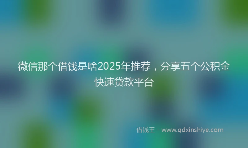 微信那个借钱是啥2025年推荐，分享五个公积金快速贷款平台