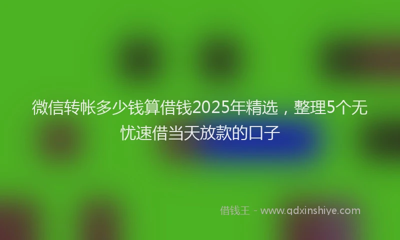 微信转帐多少钱算借钱2025年精选，整理5个无忧速借当天放款的口子