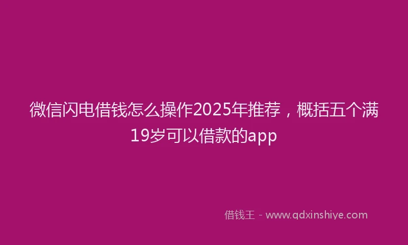 微信闪电借钱怎么操作2025年推荐，概括五个满19岁可以借款的app