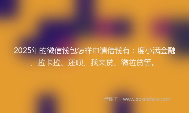 2025年的微信钱包怎样申请借钱有：度小满金融、拉卡拉、还呗、我来贷、微粒贷等。