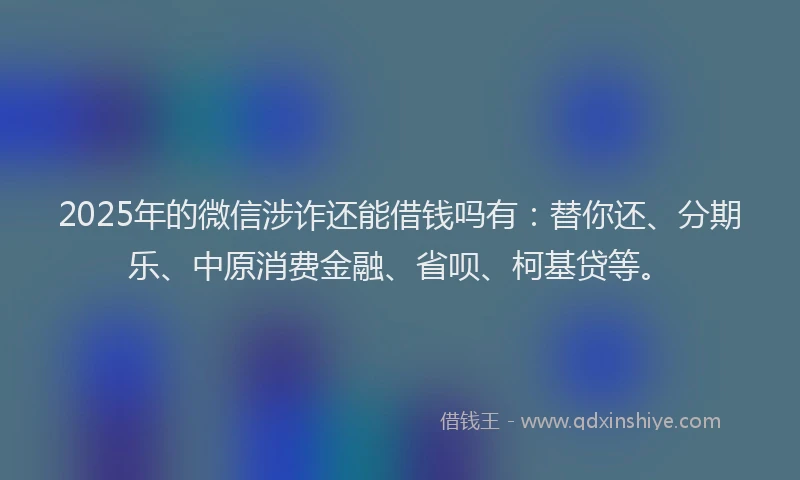 2025年的微信涉诈还能借钱吗有：替你还、分期乐、中原消费金融、省呗、柯基贷等。