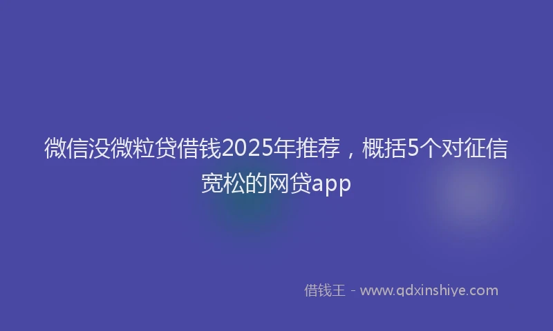 微信没微粒贷借钱2025年推荐，概括5个对征信宽松的网贷app