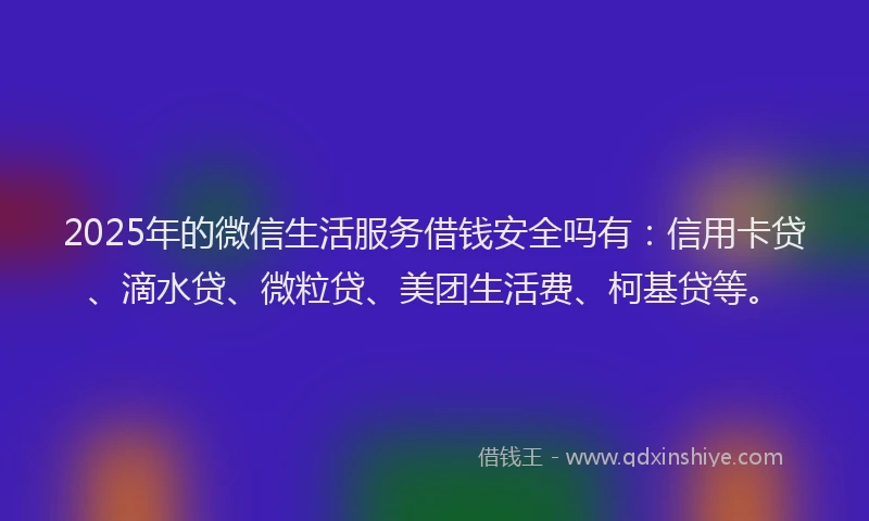 2025年的微信生活服务借钱安全吗有：信用卡贷、滴水贷、微粒贷、美团生活费、柯基贷等。