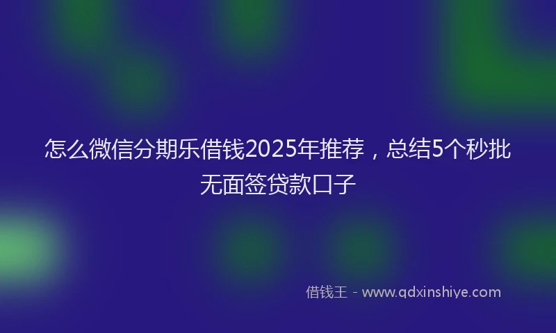 怎么微信分期乐借钱2025年推荐，总结5个秒批无面签贷款口子