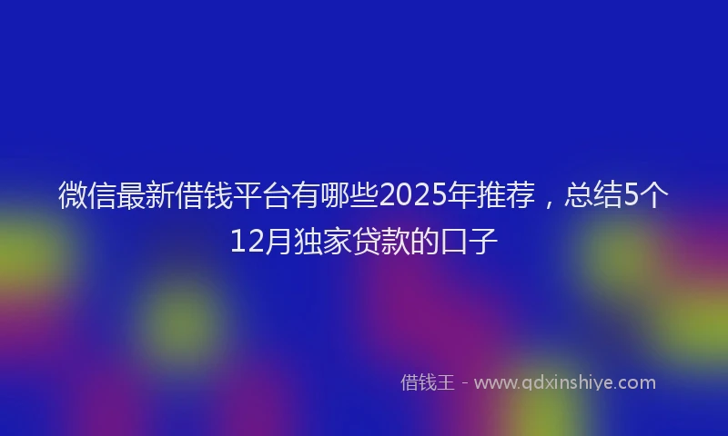 微信最新借钱平台有哪些2025年推荐，总结5个12月独家贷款的口子