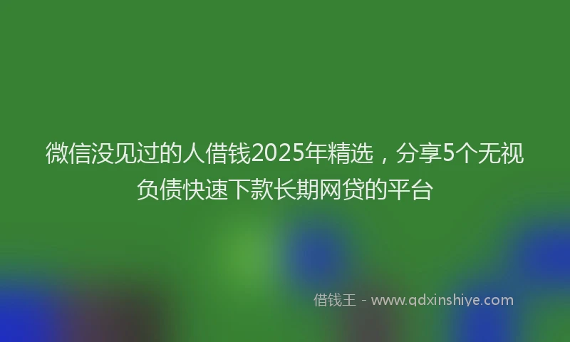 微信没见过的人借钱2025年精选，分享5个无视负债快速下款长期网贷的平台