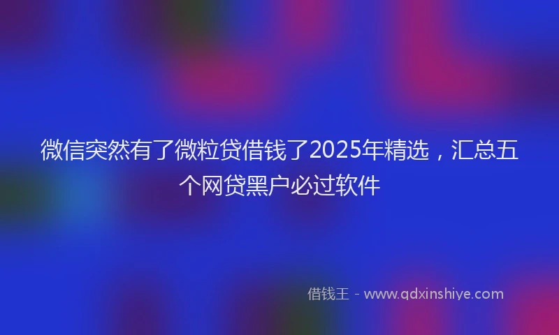 微信突然有了微粒贷借钱了2025年精选，汇总五个网贷黑户必过软件