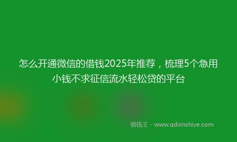 怎么开通微信的借钱2025年推荐，梳理5个急用小钱不求征信流水轻松贷的平台
