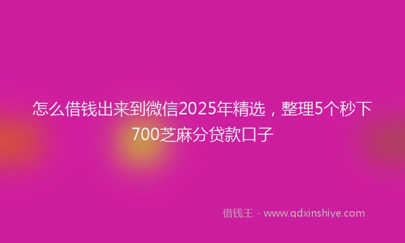 怎么借钱出来到微信2025年精选，整理5个秒下700芝麻分贷款口子