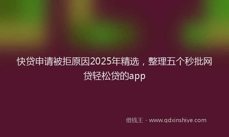 快贷申请被拒原因2025年精选，整理五个秒批网贷轻松贷的app