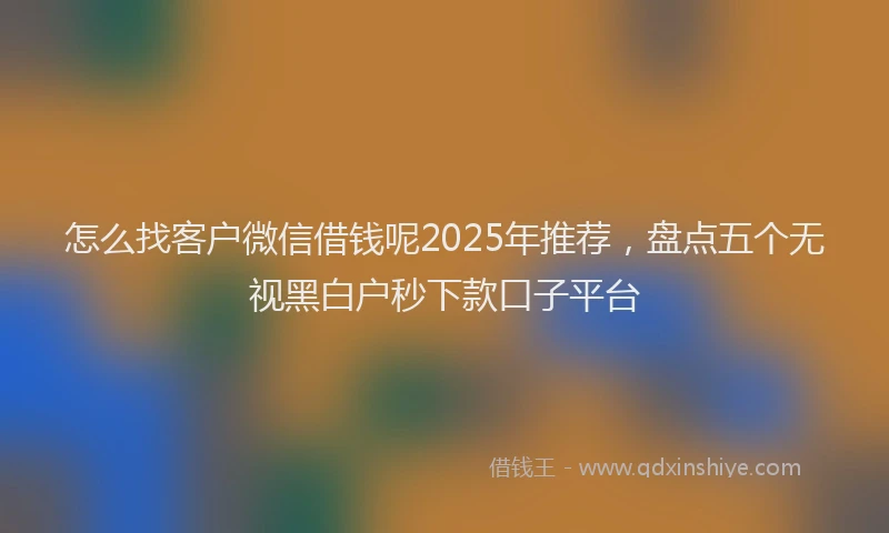 怎么找客户微信借钱呢2025年推荐，盘点五个无视黑白户秒下款口子平台