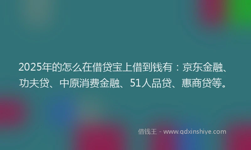 2025年的怎么在借贷宝上借到钱有：京东金融、功夫贷、中原消费金融、51人品贷、惠商贷等。