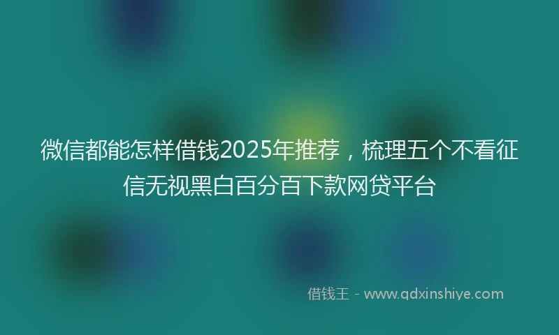 微信都能怎样借钱2025年推荐，梳理五个不看征信无视黑白百分百下款网贷平台