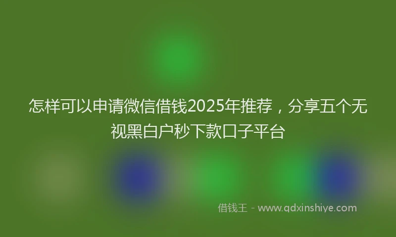 怎样可以申请微信借钱2025年推荐，分享五个无视黑白户秒下款口子平台