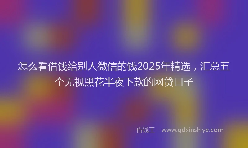 怎么看借钱给别人微信的钱2025年精选，汇总五个无视黑花半夜下款的网贷口子