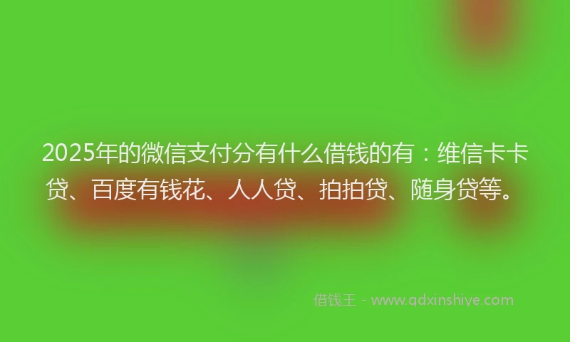 2025年的微信支付分有什么借钱的有：维信卡卡贷、百度有钱花、人人贷、拍拍贷、随身贷等。