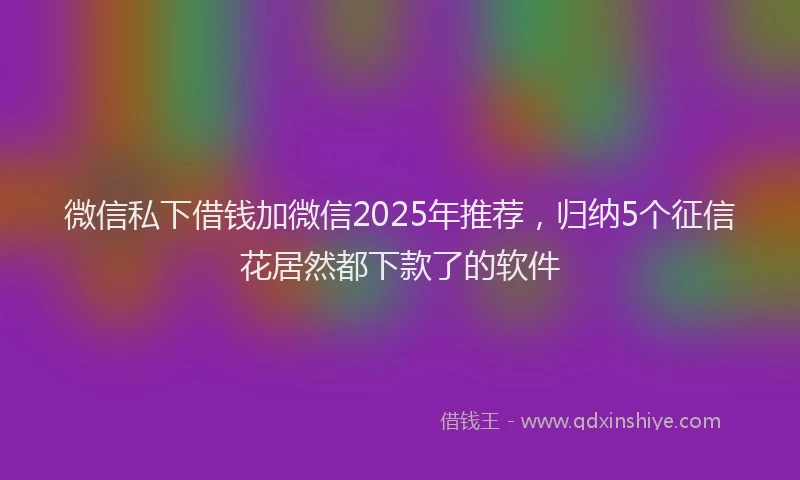 微信私下借钱加微信2025年推荐，归纳5个征信花居然都下款了的软件