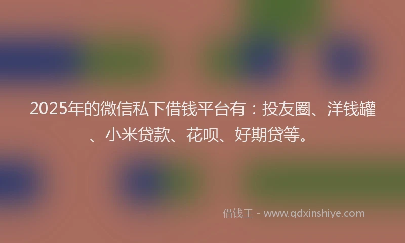 2025年的微信私下借钱平台有：投友圈、洋钱罐、小米贷款、花呗、好期贷等。
