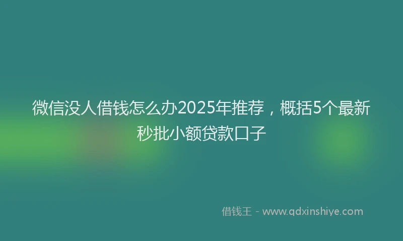 微信没人借钱怎么办2025年推荐，概括5个最新秒批小额贷款口子