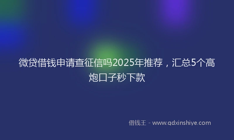 微贷借钱申请查征信吗2025年推荐，汇总5个高炮口子秒下款