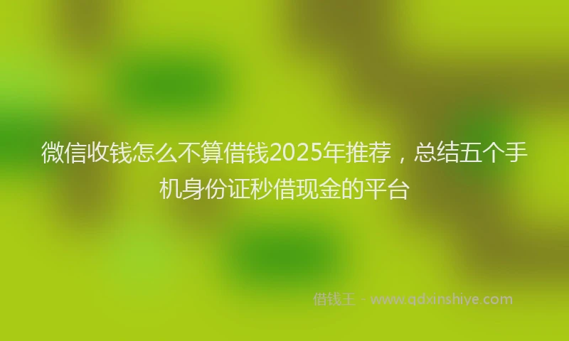 微信收钱怎么不算借钱2025年推荐，总结五个手机身份证秒借现金的平台