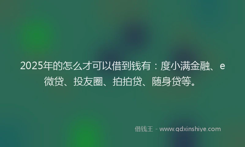 2025年的怎么才可以借到钱有：度小满金融、e微贷、投友圈、拍拍贷、随身贷等。