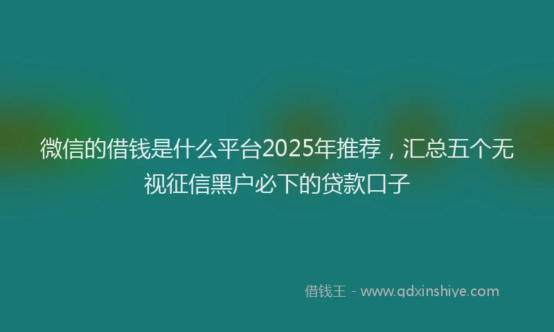 微信的借钱是什么平台2025年推荐，汇总五个无视征信黑户必下的贷款口子