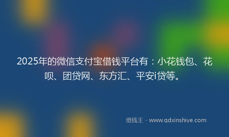 2025年的微信支付宝借钱平台有：小花钱包、花呗、团贷网、东方汇、平安i贷等。